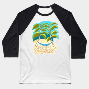 Good Vibes Beach Paradise, palm trees ocean sky groovy Baseball T-Shirt